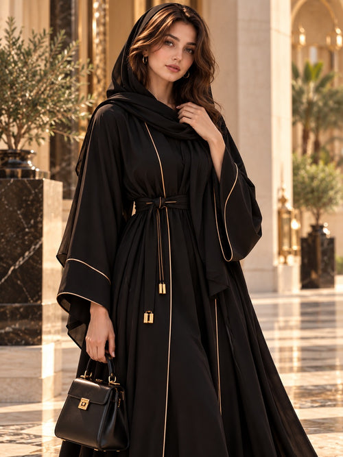 VILVIRI Nooréa — Women's Gold-Trimmed Luxury Abaya