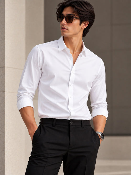 VILVIRI Élan Blanc — Men’s Slim-Cut Formal Shirt