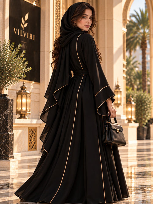 VILVIRI Nooréa — Women's Gold-Trimmed Luxury Abaya